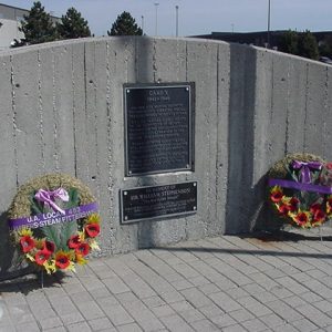 Photo of the plaque commemorating camp X as a historical site.