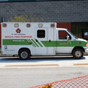 Ambulance sits on standby at the Ride4UnitedWay 2015.