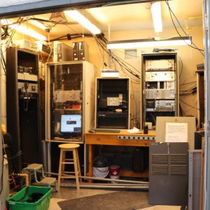 The inside of our repeater shack at the Sermon on the Mount in September 2016