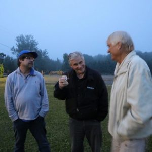 Clint VA3KDK, Jeffrey VA3RTV and Bob VE3HIX discussing things during the blackout.